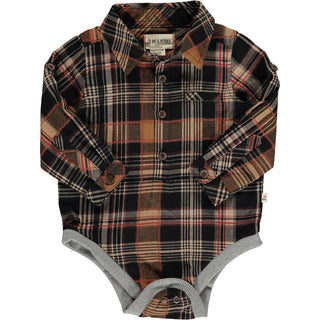 Jasper Woven Onesie Brown Plaid