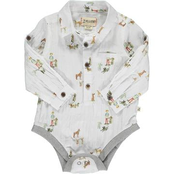 White Henry LS Button Up Onesie