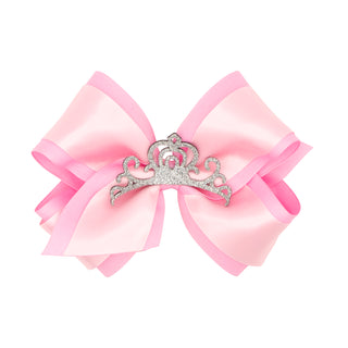 Princess Bow w/Satin Overlay and Glitter Crown