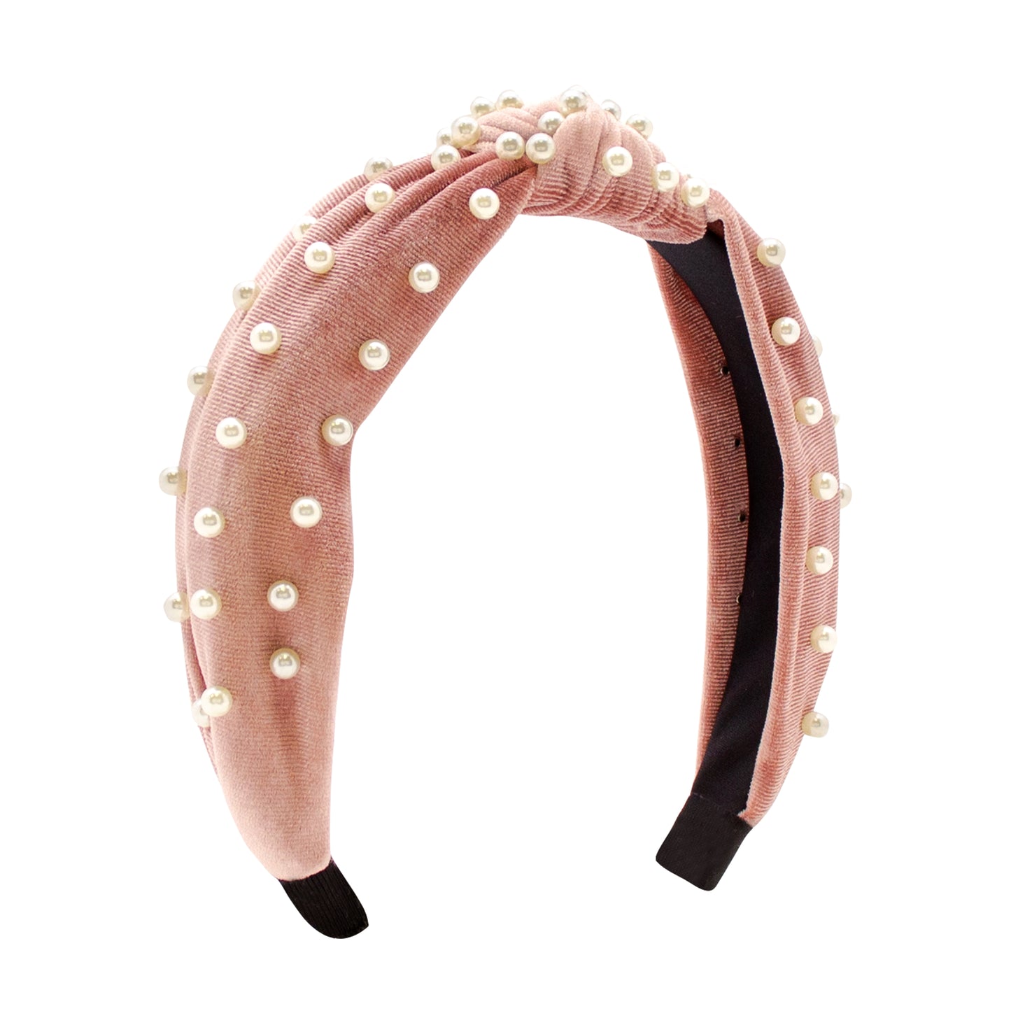 Velvet Wrapped Knotted Headband w/Pearls