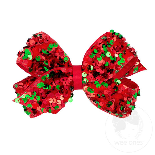 Red/Green Sequin Overlay Bow