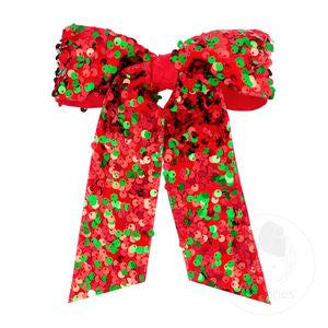 Red/Green Sequin Overlay Bow