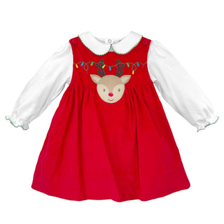 Reindeer Lights Dress w/Peter Pan Collar Shirt