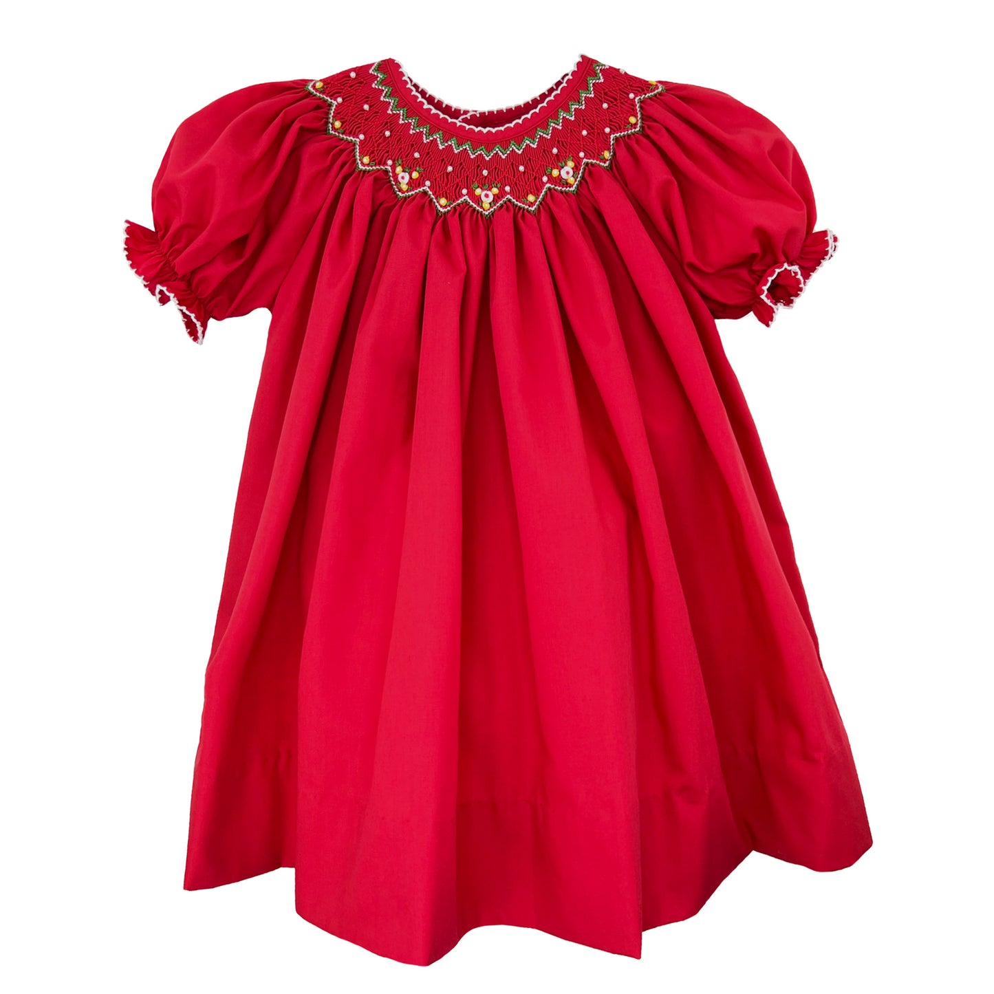 Red Smocked Dress w/Flowers