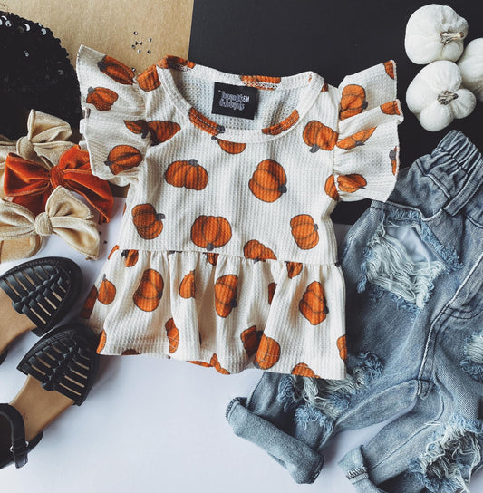 Pumpkin Peplum Shirt