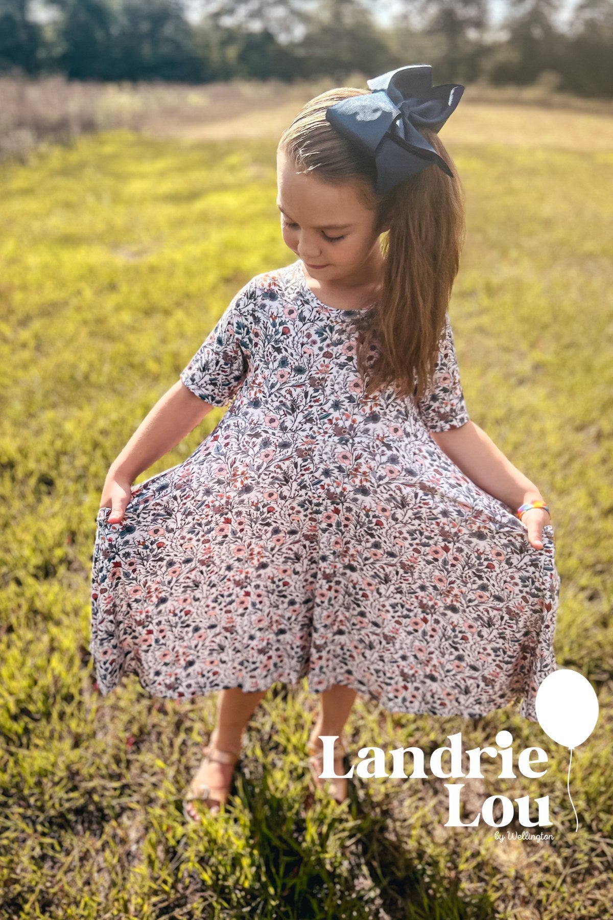 Muted Floral Twirl Dress