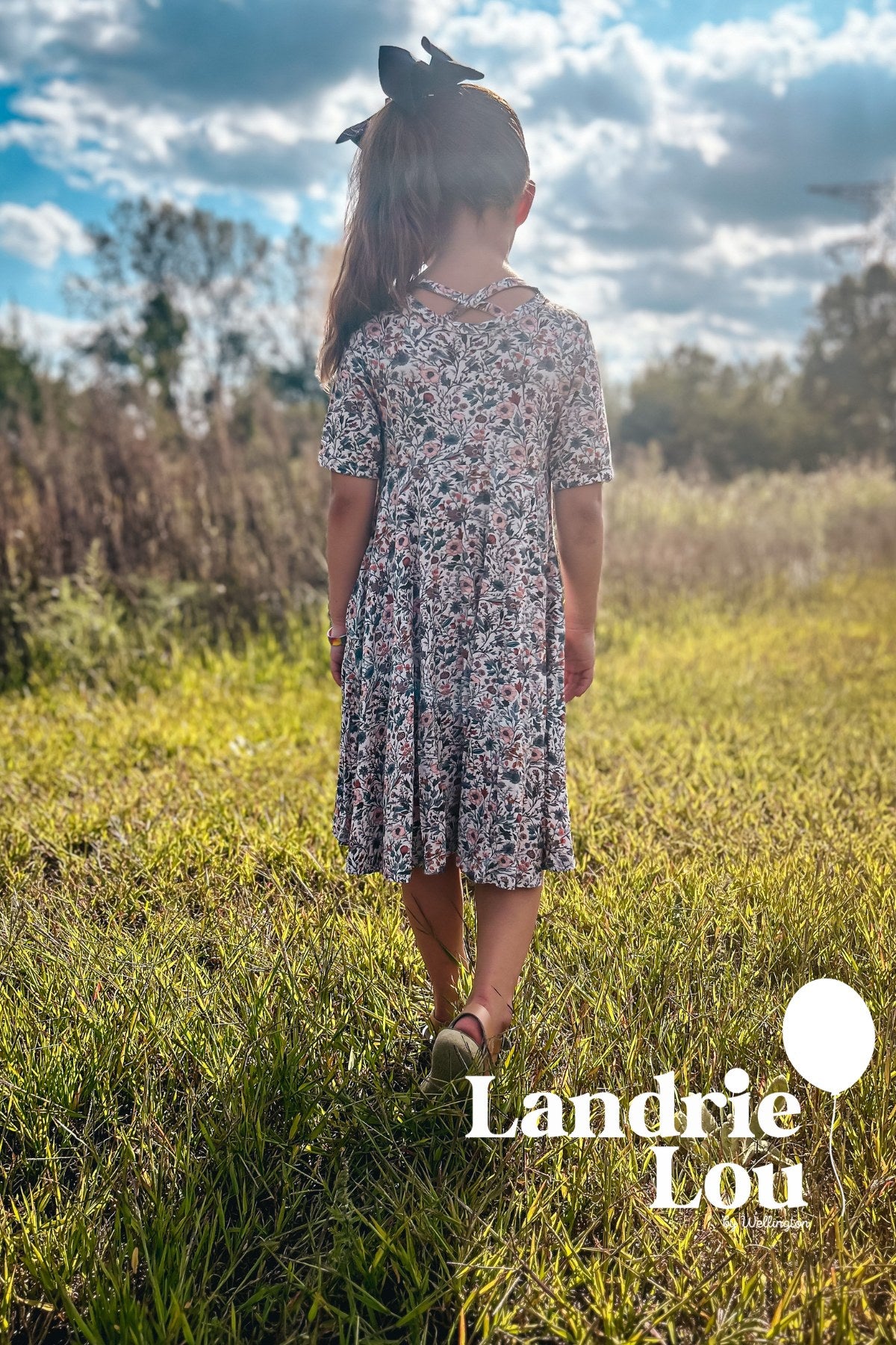 Muted Floral Twirl Dress