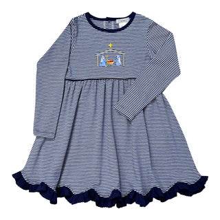 Navy Stipe Nativity Dress