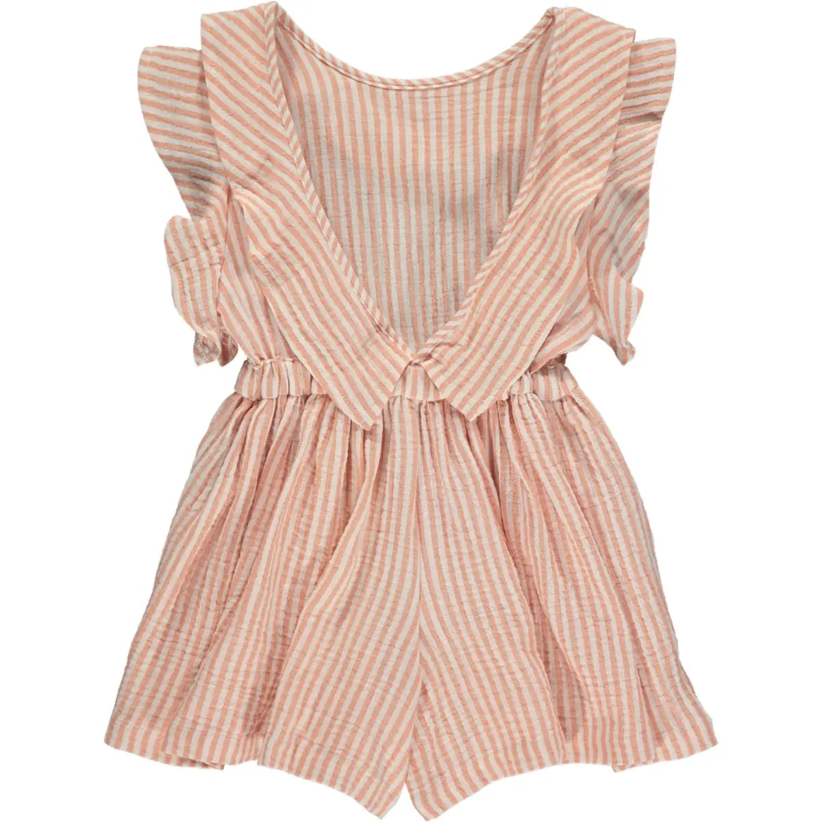 sandy romper in peach stripe