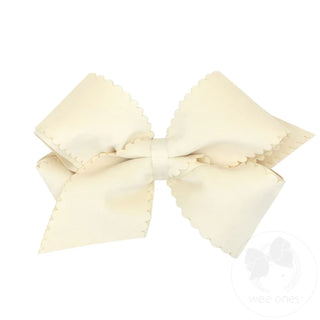 Grosgrain Scalloped Edge Faux Velvet Overlay Bow