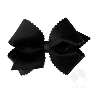 Grosgrain Scalloped Edge Faux Velvet Overlay Bow