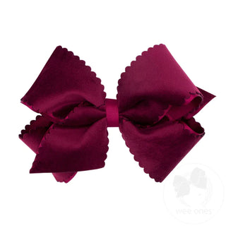 Grosgrain Scalloped Edge Faux Velvet Overlay Bow