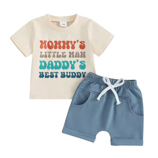 Mommy's Little Man Tan Tee Short Set