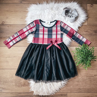 Plaid & Velvet Tulle Dress