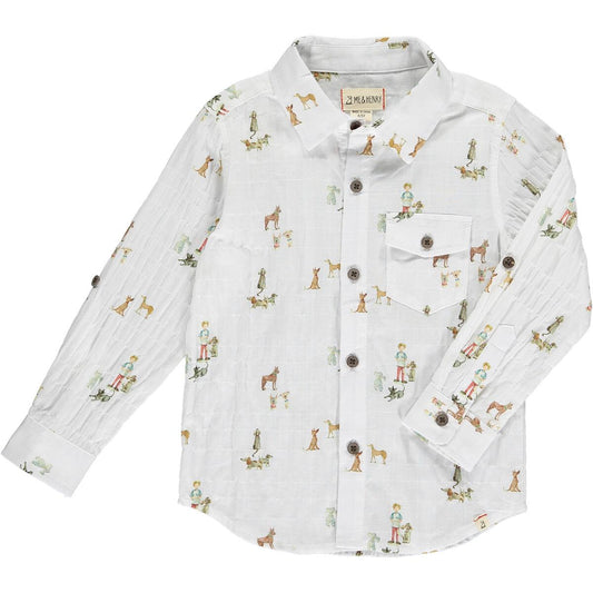 White Henry LS Button Up Shirt