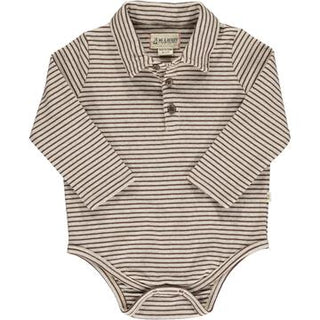 Seymour Polo Onesie Brown/Beige Stripe