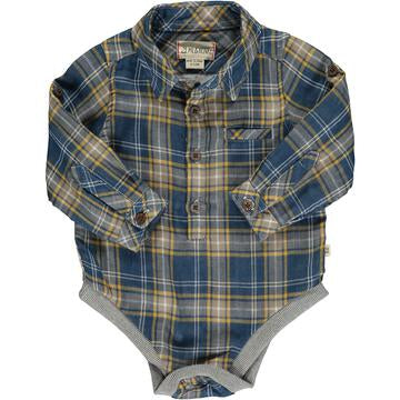 Jasper Woven Onesie Blue/Grey Plaid