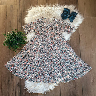 Muted Floral Twirl Dress