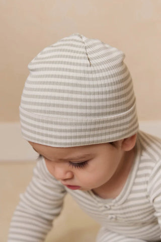 Lennon Beanie-Moss/Cloud Stripe