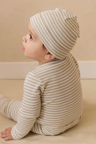 Lennon Beanie-Moss/Cloud Stripe