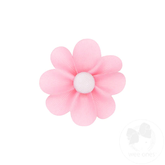 Grosgrain Petal Flower Hair Clip w/Button Center