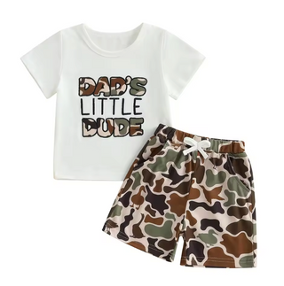 PRE-ORDER - Dad's Little Dude Embroidered Camo Short Set