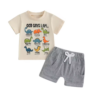 God Says Dino Tan Tee Short Set