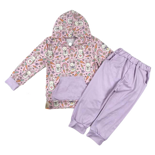 PRE-ORDER Purple Bunny Rainbow Hooded Lounge Set