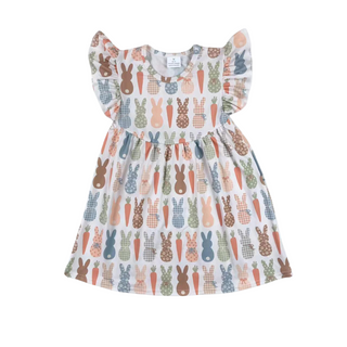 PRE-ORDER Neutrals Bunny Carrot Flutter Dress