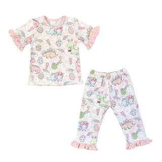 PRE-ORDER Pink Easter Dinos Ruffle Set