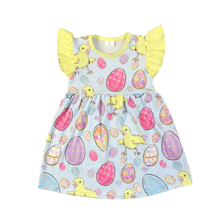 PRE-ORDER Yellow Chick Easter Eggs Flutter Dress