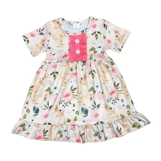 PRE-ORDER Pink Button Floral Bunny Dress