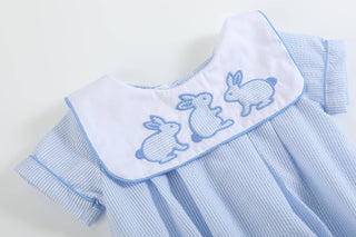 Blue Stripe Bunny Romper