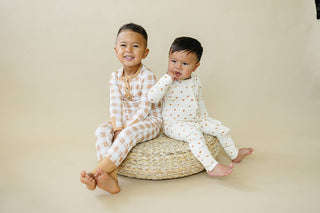 Golden Gingham 2pc Henley Bamboo Pajamas