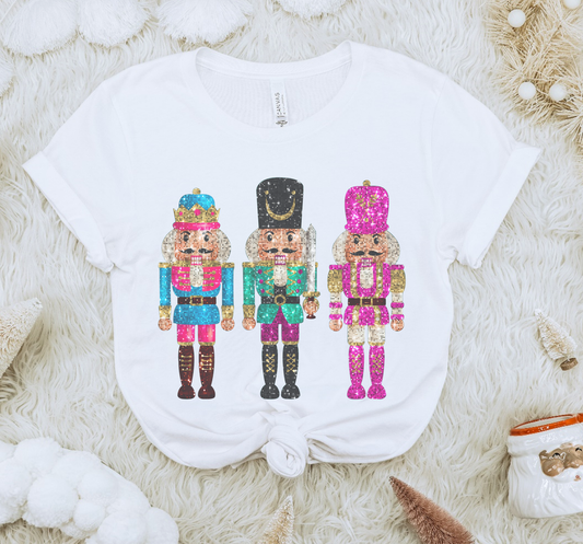 Christmas faux glitter nutcracker Tees