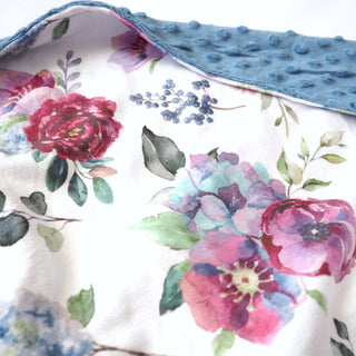 Premium Baby & Toddler Minky Blanket - Blue Floral