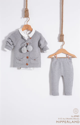 3PC Knitted Cardigan Set