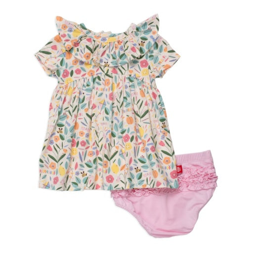 LIFES PEACHY RUF COLLAR DRESS + DIAPER COVER