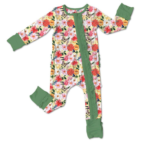 Hartley Bamboo Ruffle Convertible Zipper Footie