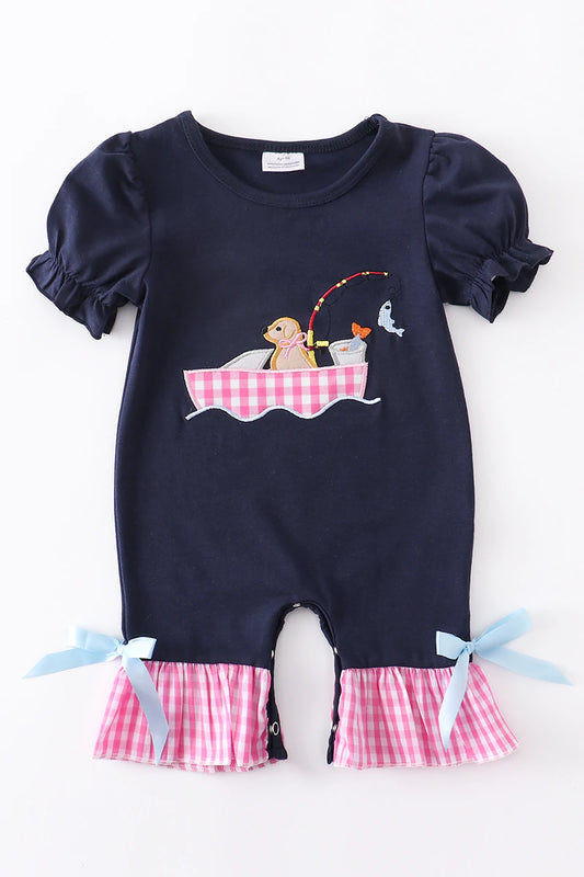 Dog Fishing Infant Girls Romper