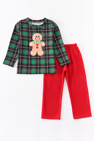 Gingerbread Plaid Applique Pant Set