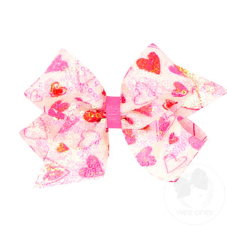 Sequin Heart Print Bow