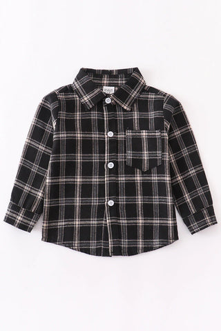 Black Plaid Button Down Shirt