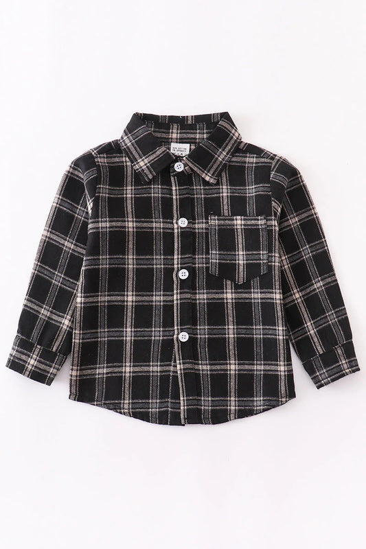 Black Plaid Button Down Shirt