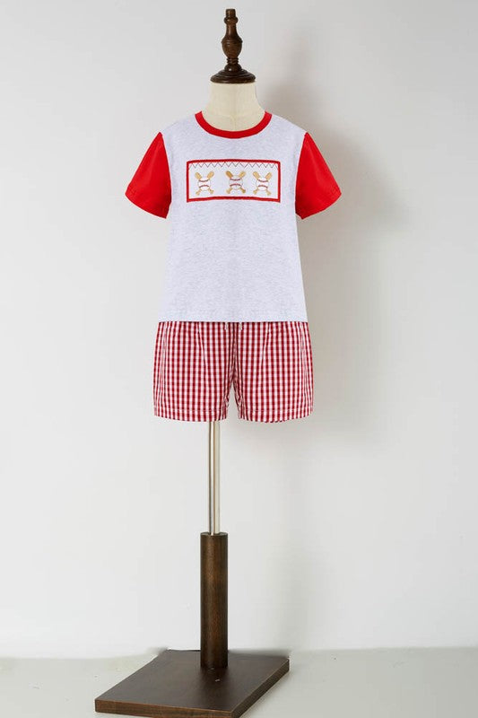 Baseball Smocked Boy Short Set