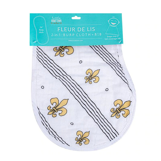 Fleur-De-Lis Bib/Burp Cloth 2-in-1 Combo