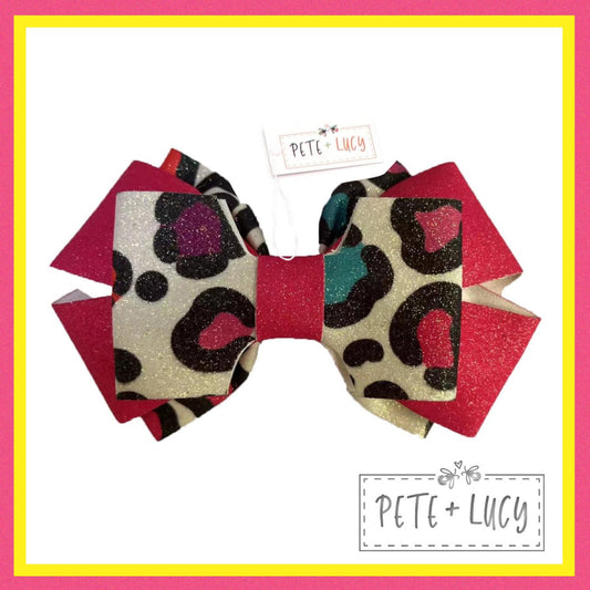 Neon Leopard Deluxe Bow