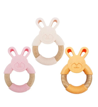 Bunny Teether - Silicone and Beachwood