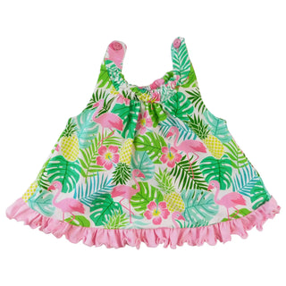 Swing Tank Top Bow Tropical Flamingo