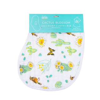 2-in-1 Burp Cloth and Bib: Cactus Blossom (Unisex)